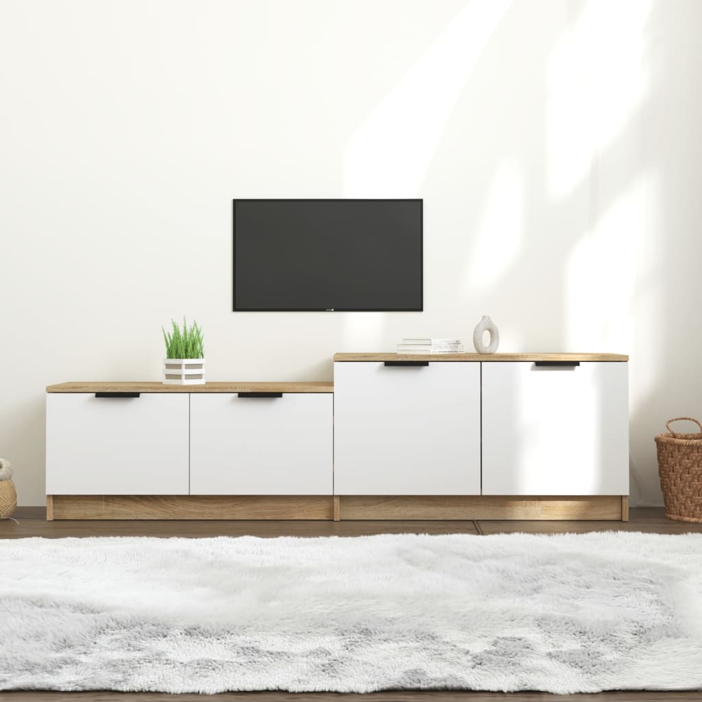 vidaXL TV-Schrank Weiß und Sonoma-Eiche 158,5x36x45 cm Holzwerkstoff
