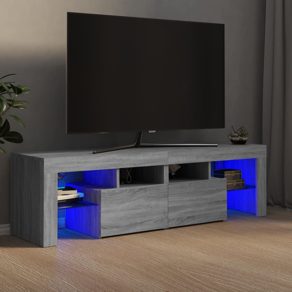 vidaXL TV-Schrank mit LED-Leuchten Grau Sonoma 140x36,5x40 cm