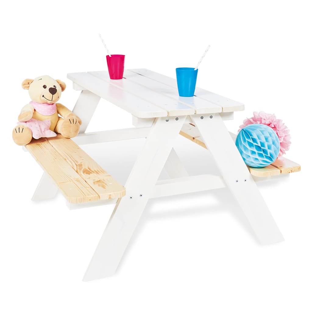 Pinolino Kinder-Picknicktisch mit Bänken Nicki für 4 Holz Weiß