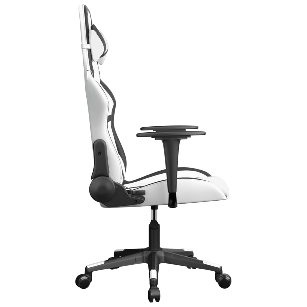 vidaXL Gaming-Stuhl mit Massagefunktion Weiß und Schwarz Kunstleder