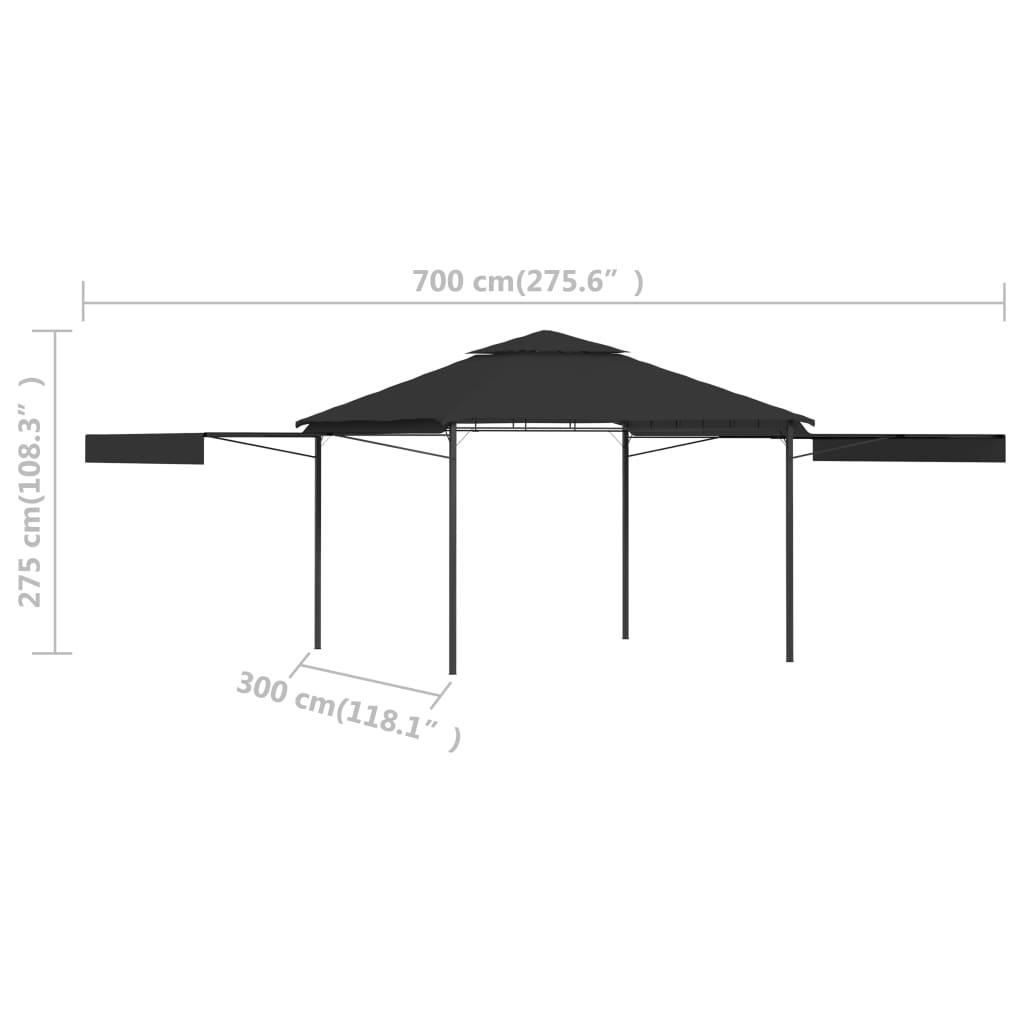 vidaXL Pavillon mit Doppelt Erweiterten Dächern 3x3x2,75 cm 180 g/m²