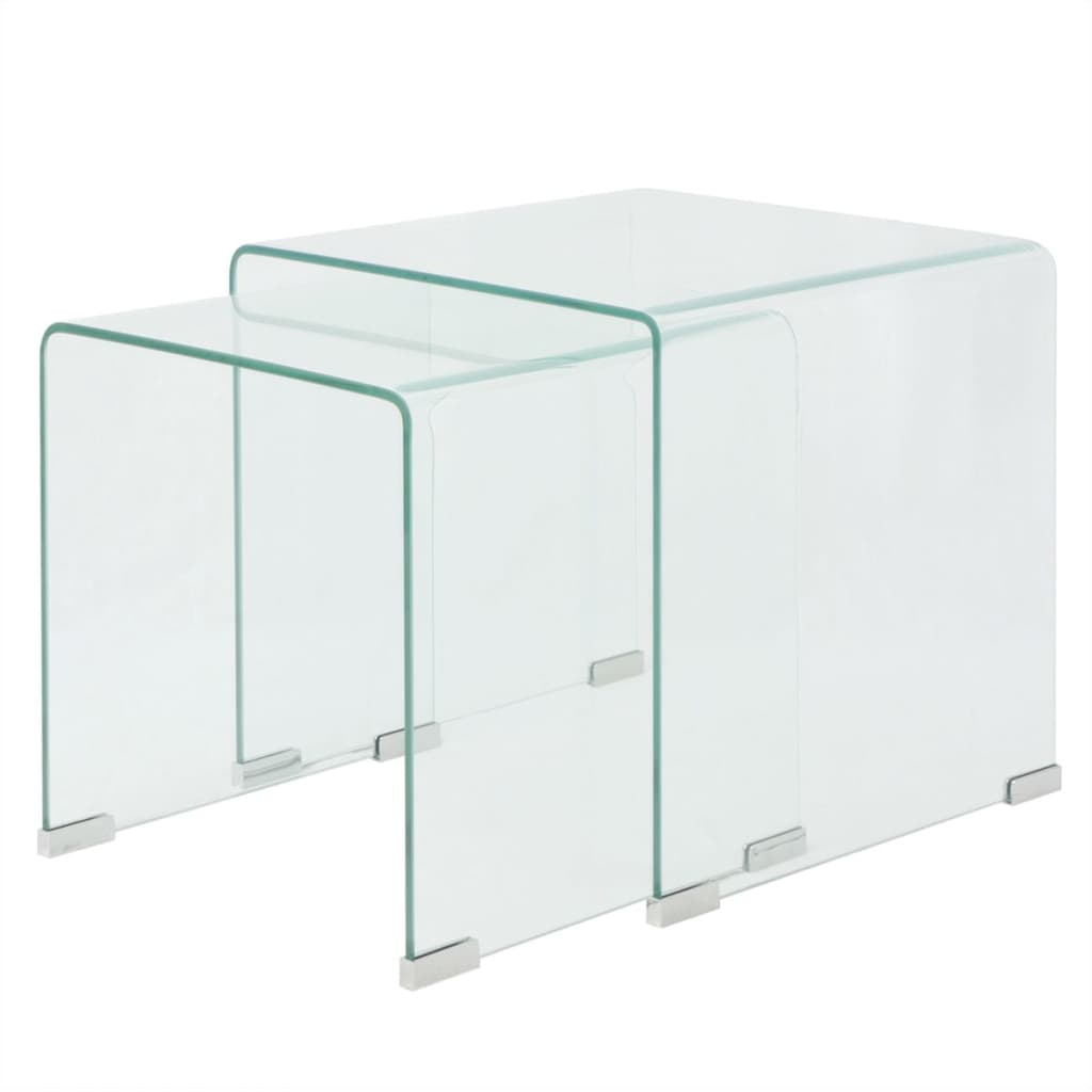 vidaXL Zweiteiliges Satztisch-Set aus gehärtetem Glas Transparent