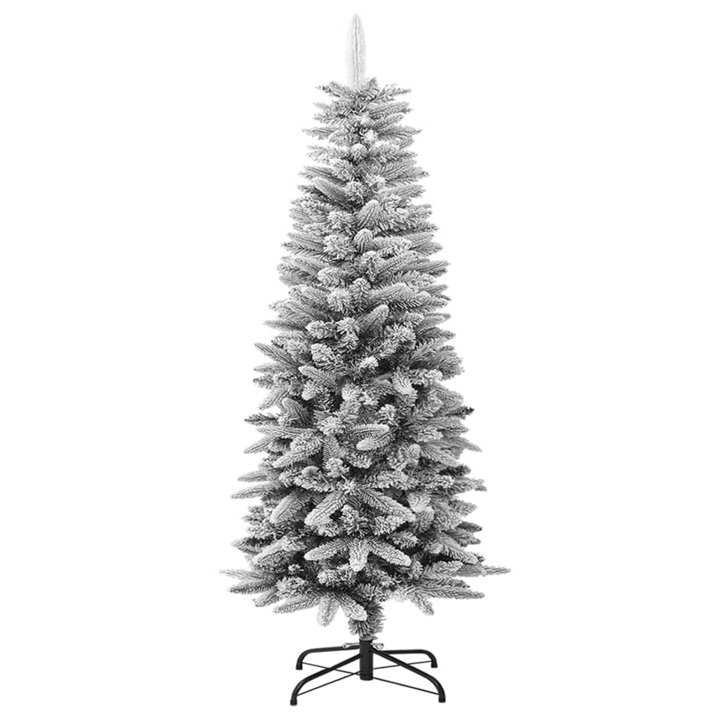 vidaXL Künstlicher Weihnachtsbaum Beschneit Schlank 120 cm PVC&PE