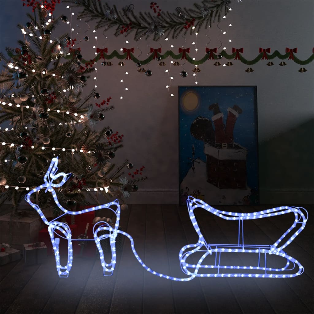 vidaXL Weihnachtsdekoration Rentiere und Schlitten Outdoor 252 LEDs