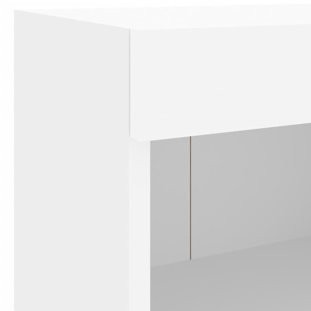 vidaXL 8-tlg. Wohnwand mit LED-Beleuchtung Weiß Holzwerkstoff
