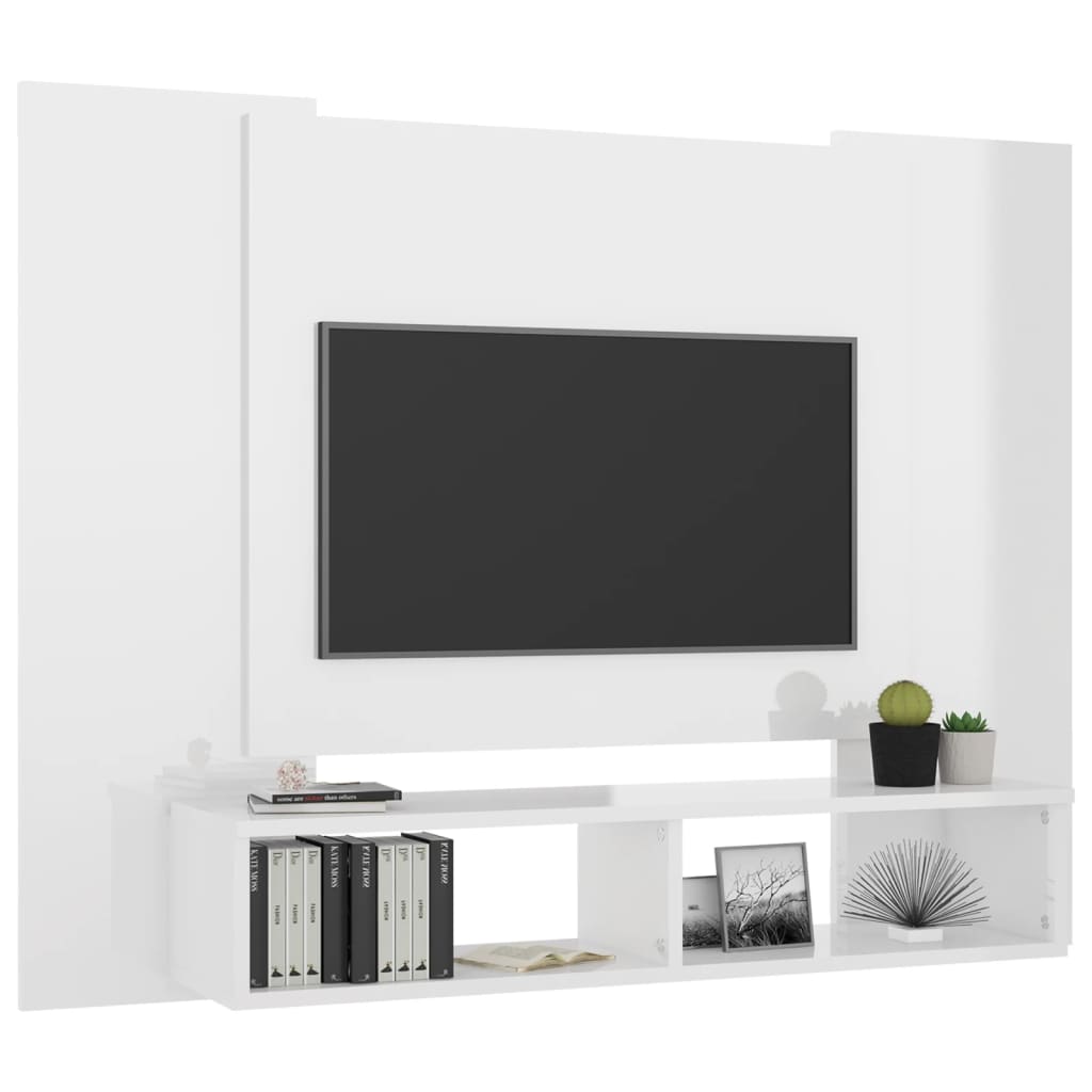 vidaXL TV-Wandschrank Hochglanz-Weiß 120x23,5x90 cm Holzwerkstoff