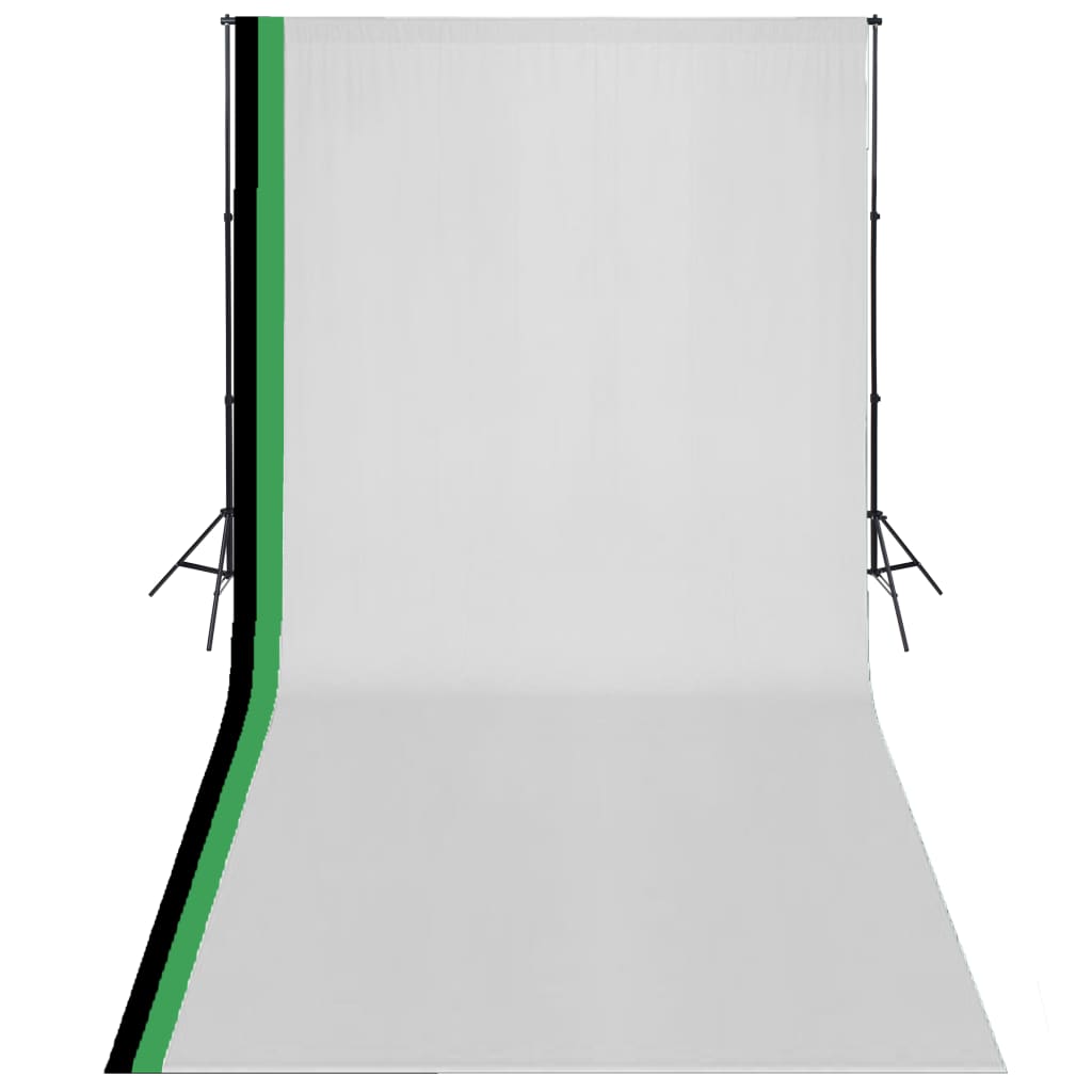 vidaXL Fotostudio Set 3 Baumwolle-Hintergründe Rahmen verstellbar 3x6m