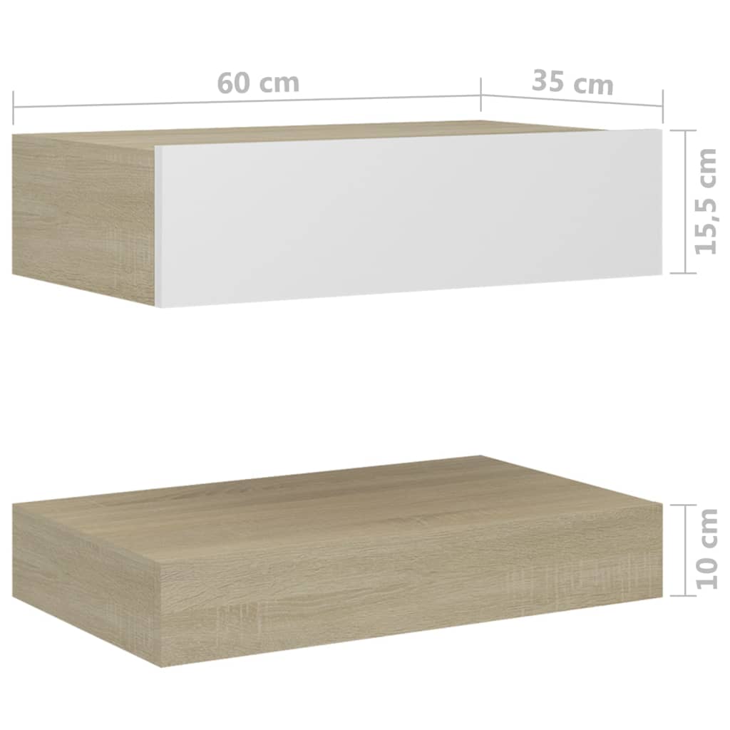 vidaXL Nachttisch Weiß und Sonoma-Eiche 60x35 cm Holzwerkstoff