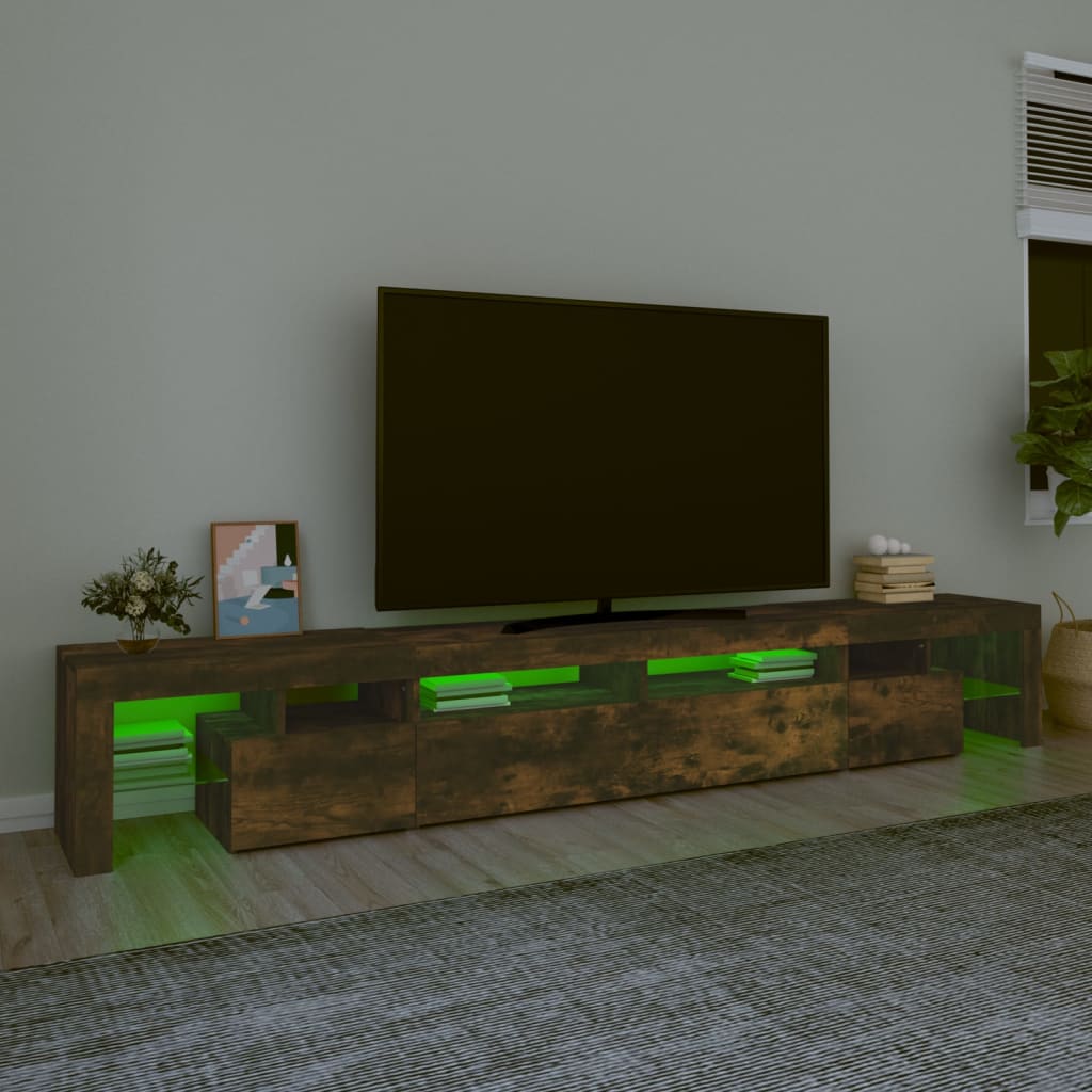 vidaXL TV-Schrank mit LED-Leuchten Räuchereiche 260x36,5x40 cm