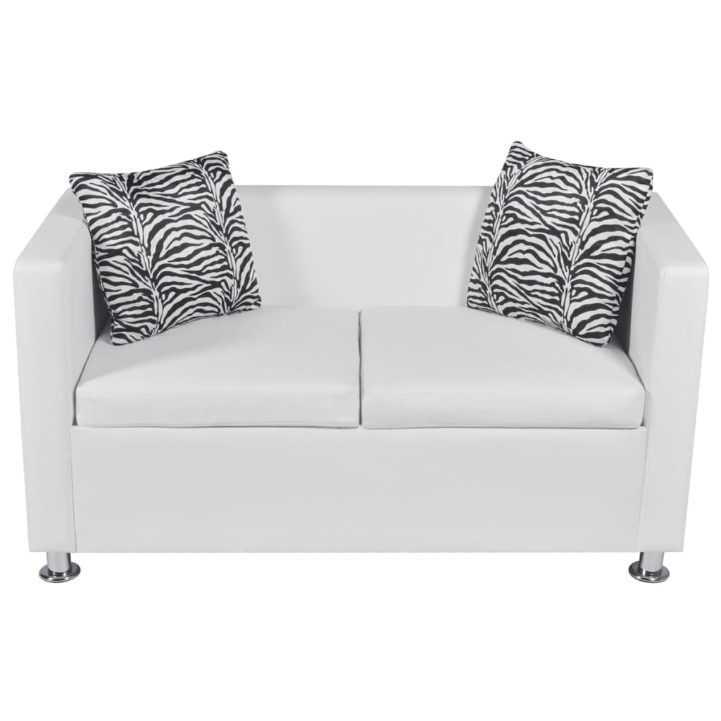 vidaXL Sofa-Set Kunstleder 3-Sitzer + 2-Sitzer Weiß