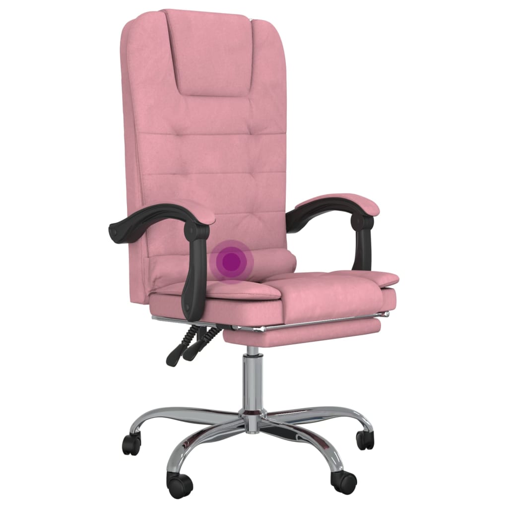 vidaXL Bürostuhl mit Massagefunktion Rosa Samt