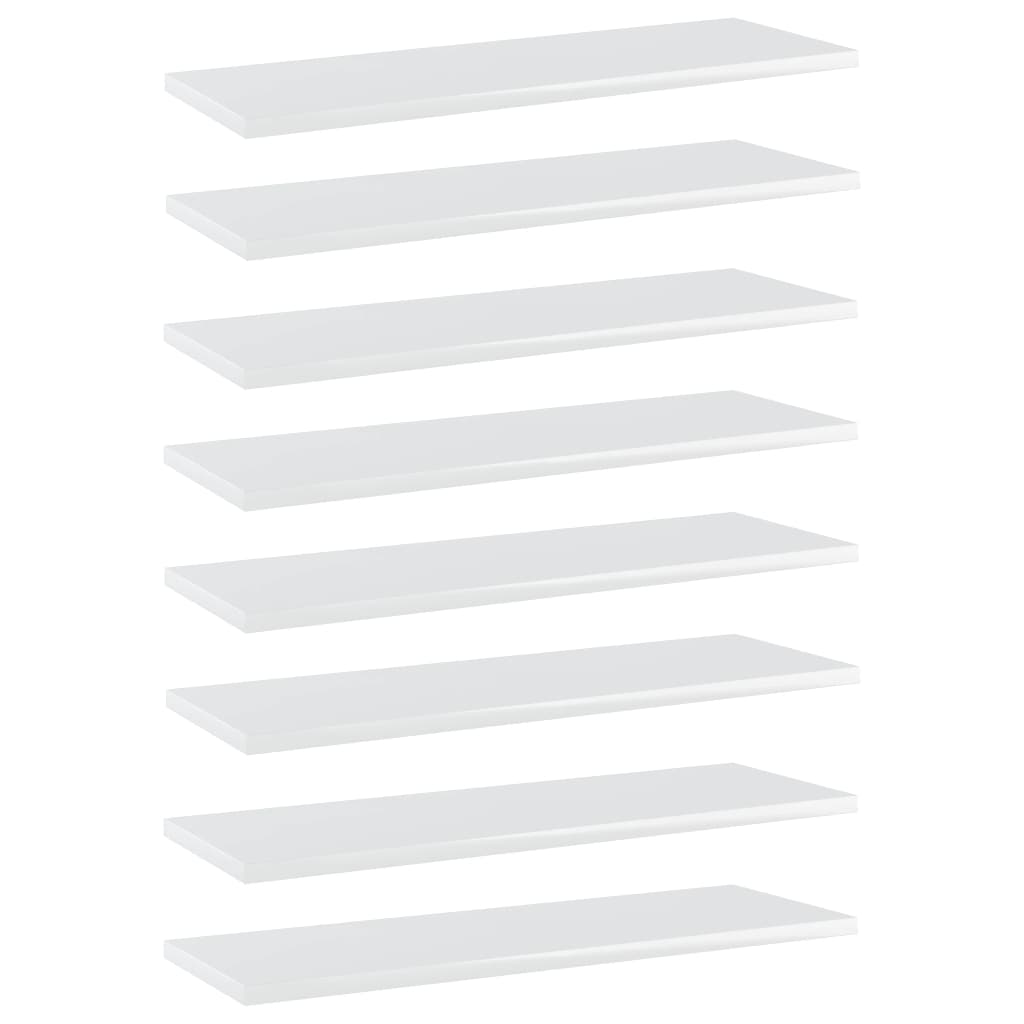 vidaXL Bücherregal-Bretter 8 Stk. Hochglanz-Weiß 60x20x1,5 cm