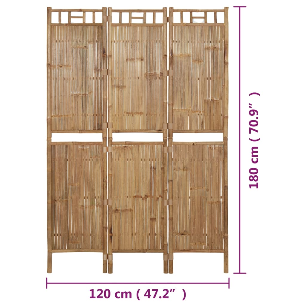 vidaXL 3-tlg. Raumteiler Bambus 120x180 cm
