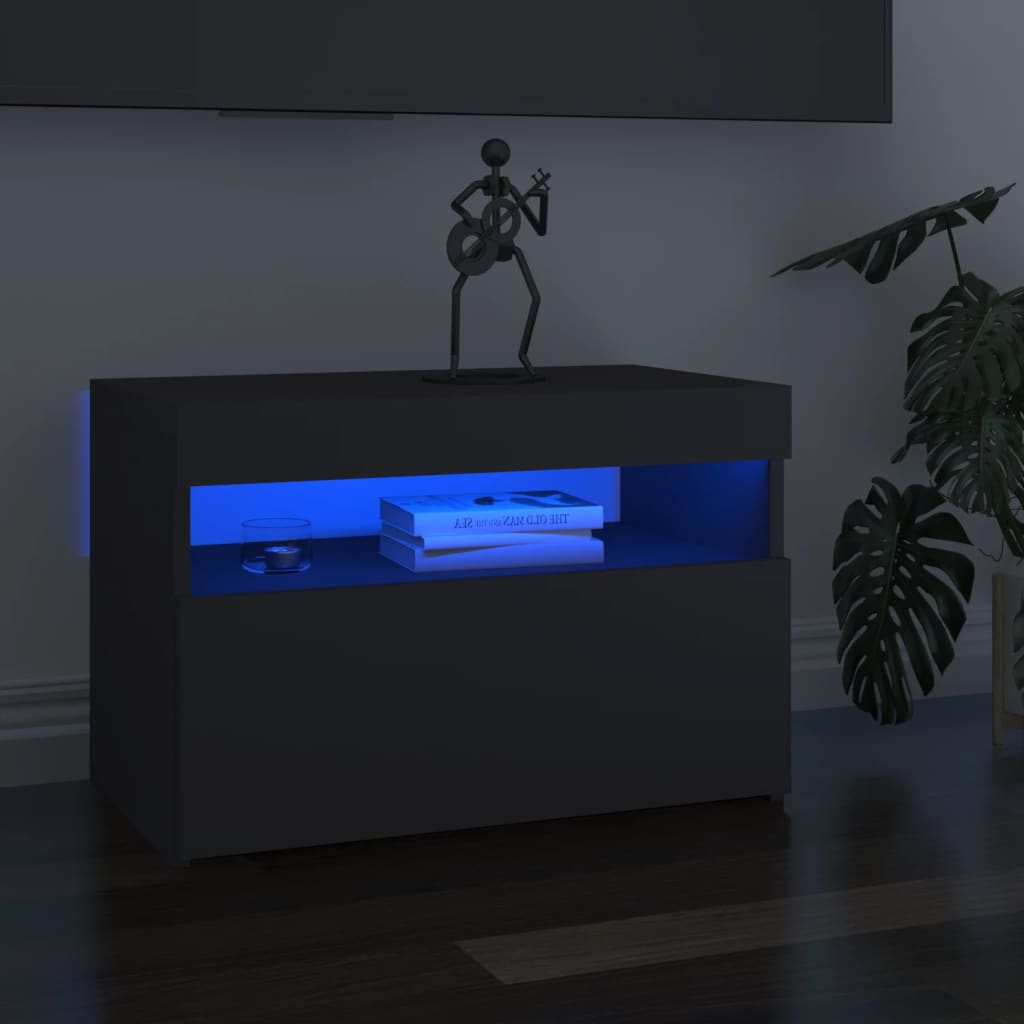 vidaXL TV-Schrank mit LED-Leuchten Grau 60x35x40 cm