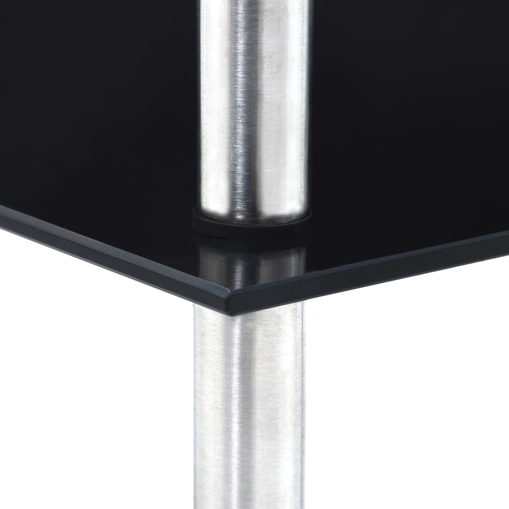 vidaXL Regal mit 4 Ablagen Schwarz 30x30x100 cm Hartglas
