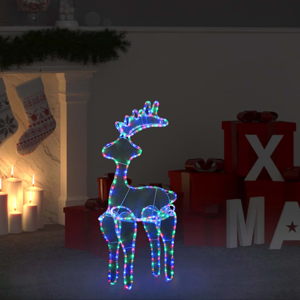 vidaXL Rentier Weihnachtsdekoration mit Mesh 306 LEDs 60x24x89 cm