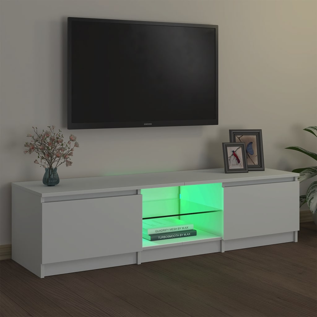 vidaXL TV-Schrank mit LED-Leuchten Weiß 140x40x35,5 cm