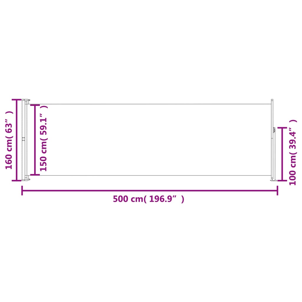vidaXL Seitenmarkise Ausziehbar 160x500 cm Grau