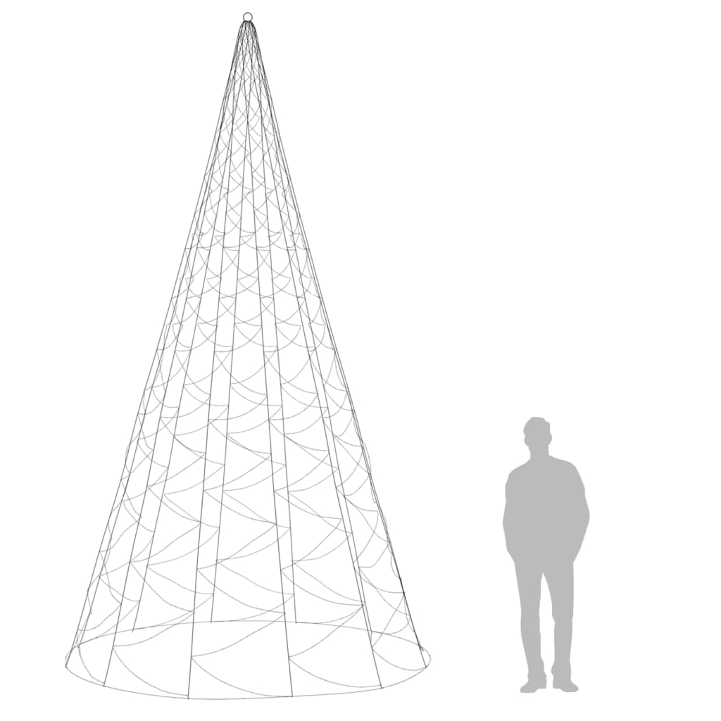 vidaXL LED-Weihnachtsbaum für Fahnenmast Blau 1400 LEDs 500 cm