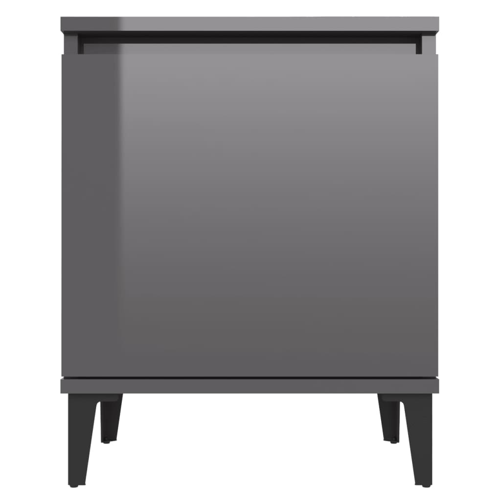 vidaXL Nachttisch mit Metallbeinen Hochglanz-Grau 40x30x50 cm