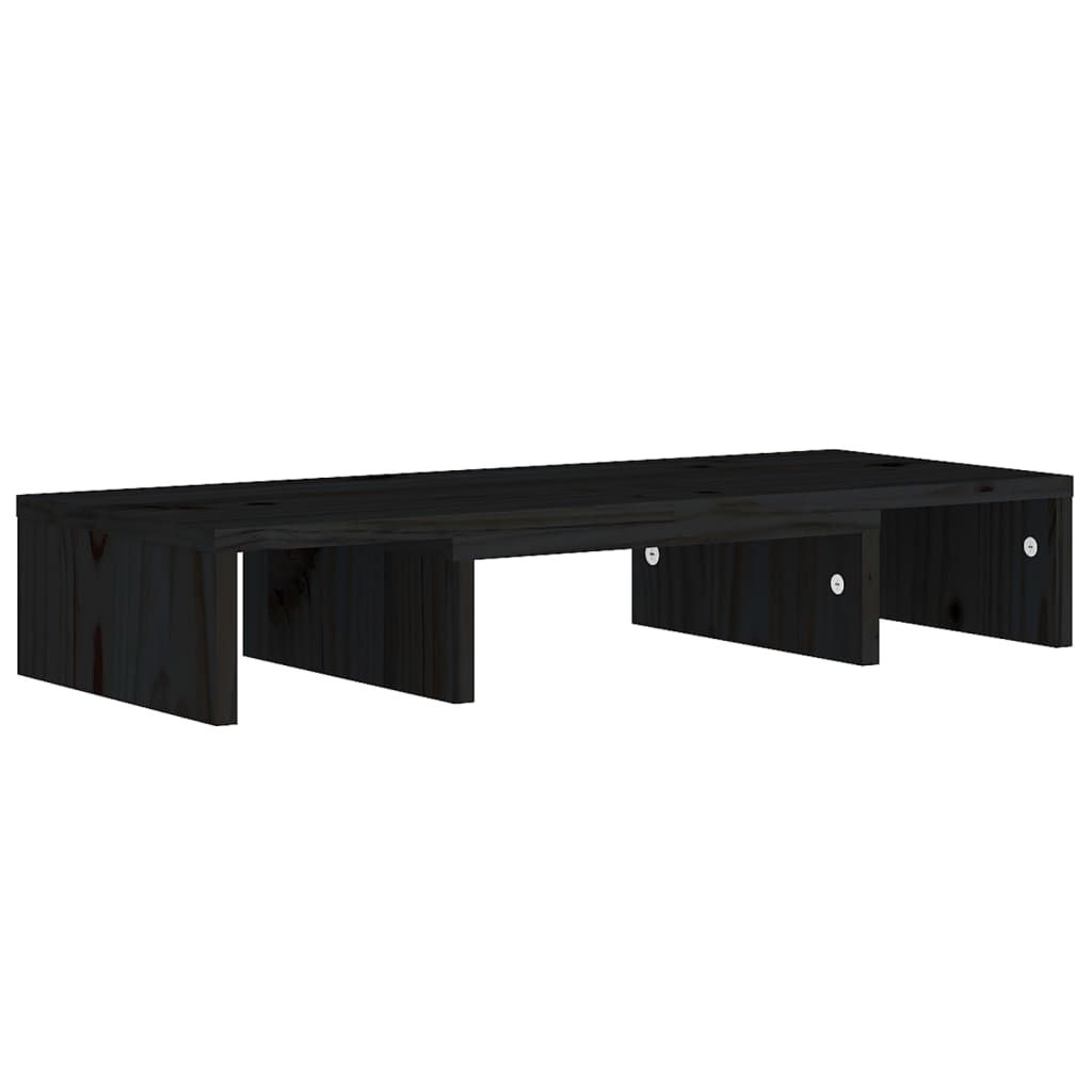 vidaXL Monitorständer Schwarz 60x24x10,5 cm Massivholz Kiefer