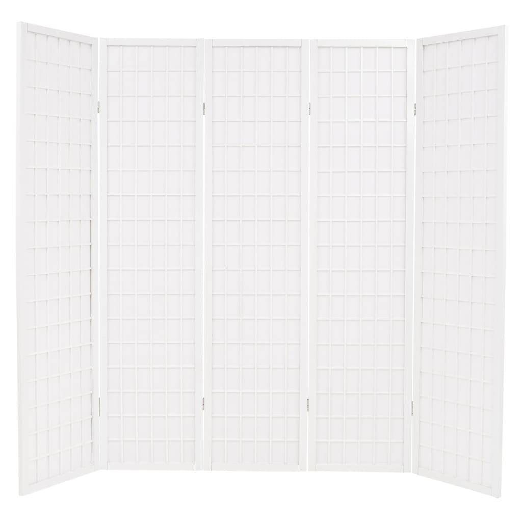 vidaXL 5-tlg. Raumteiler Japanischer Stil Klappbar 200 x 170 cm Weiß