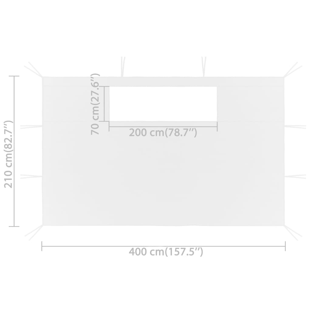 vidaXL Pavillon-Seitenwände mit Fenstern 2 Stk. 4x2,1 m Weiß 70 g/m²