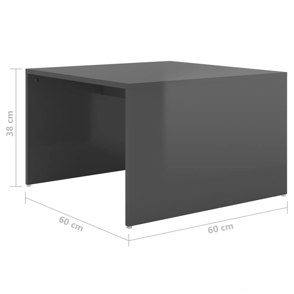 vidaXL 3-tlg. Satztisch-Set Hochglanz-Grau 60x60x38 cm