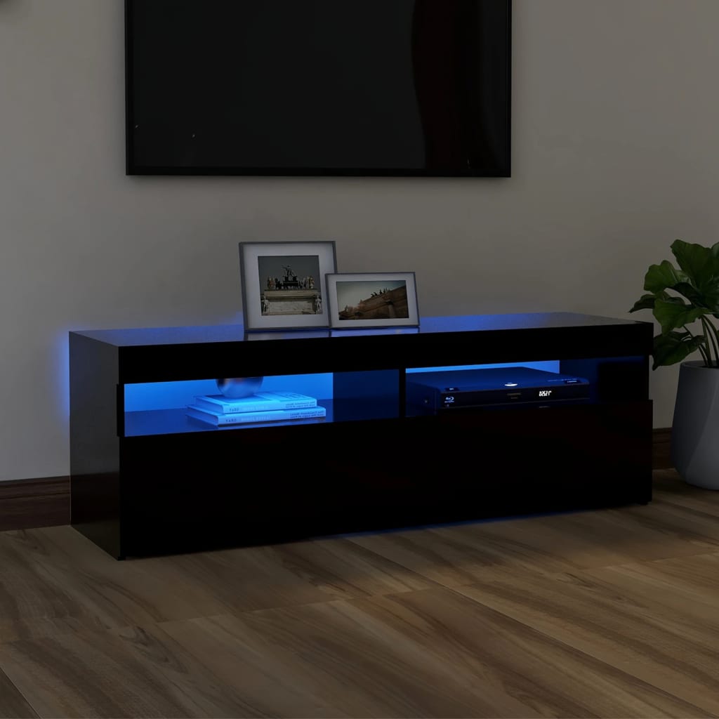 vidaXL TV-Schrank mit LED-Leuchten Schwarz 120x35x40 cm