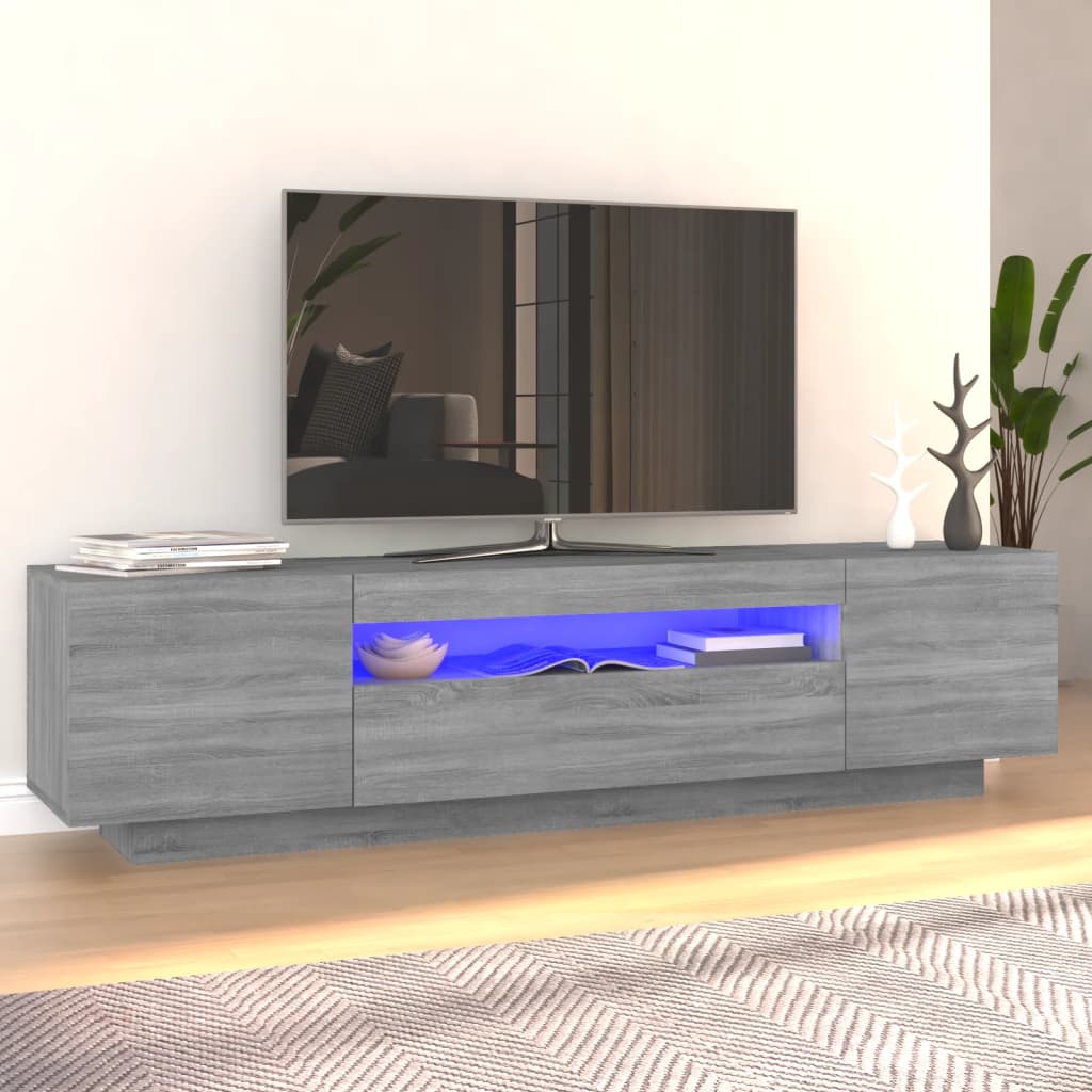 vidaXL TV-Schrank mit LED-Leuchten Grau Sonoma 160x35x40 cm