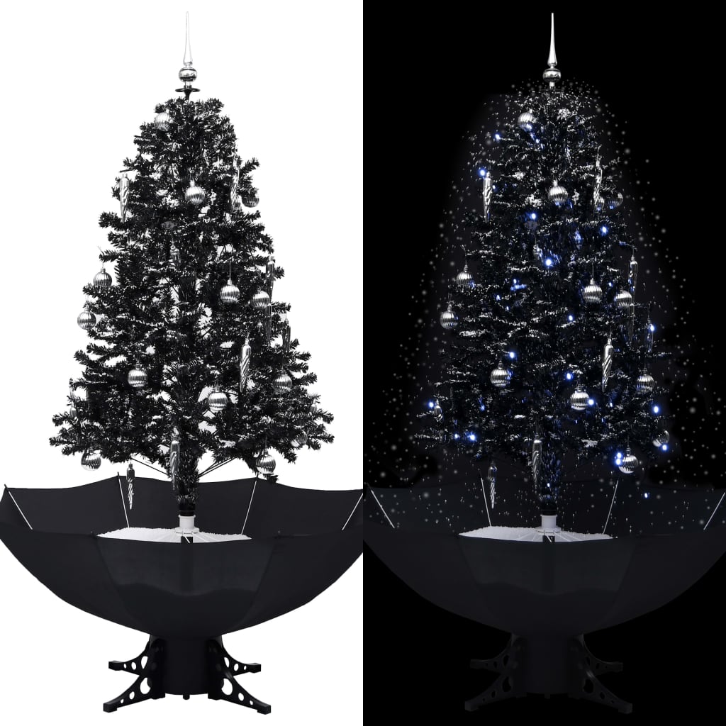 vidaXL Schneiender Weihnachtsbaum mit Schirmfuß Schwarz 170 cm PVC