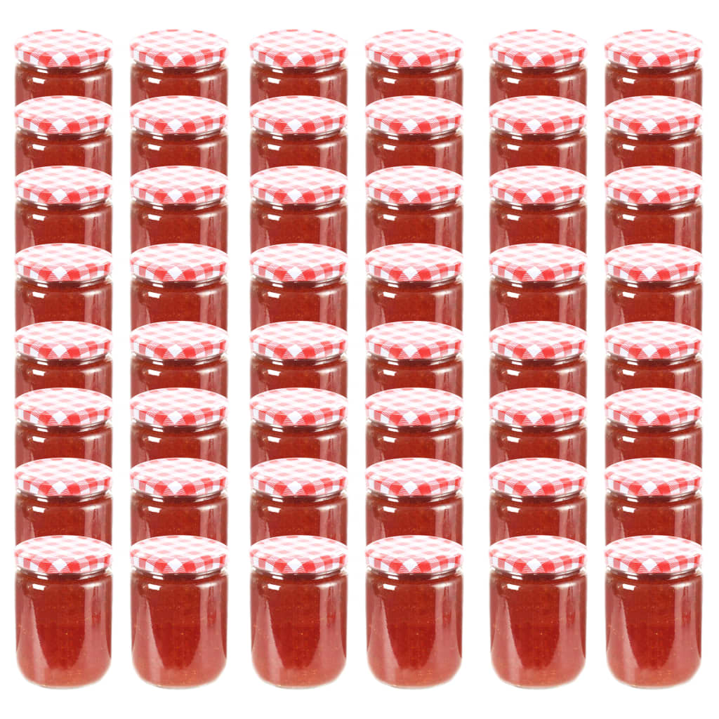 vidaXL Marmeladengläser mit Weißem/Rotem Deckel 48 Stk. 230 ml