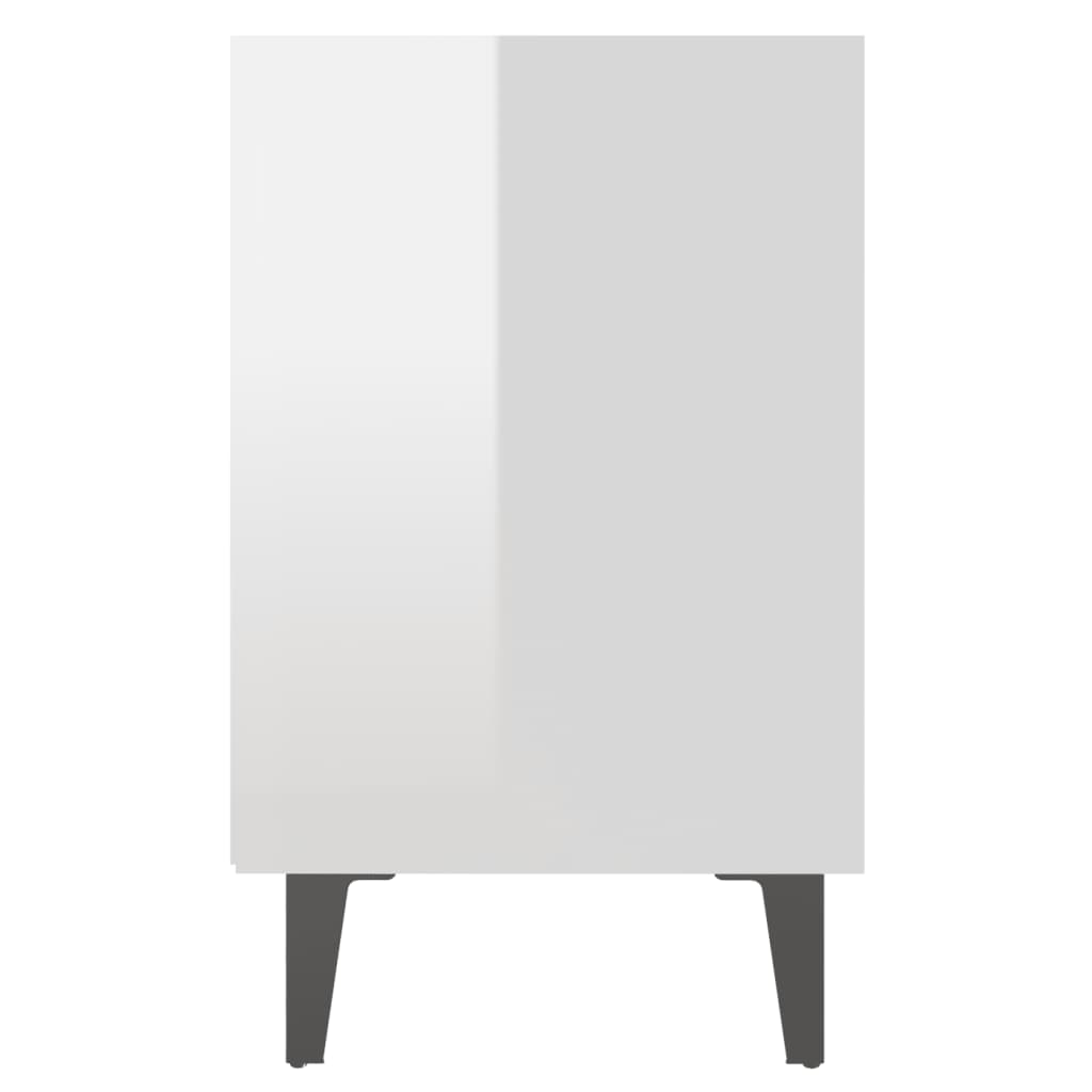 vidaXL Nachttisch mit Metallbeinen Hochglanz-Weiß 40x30x50 cm