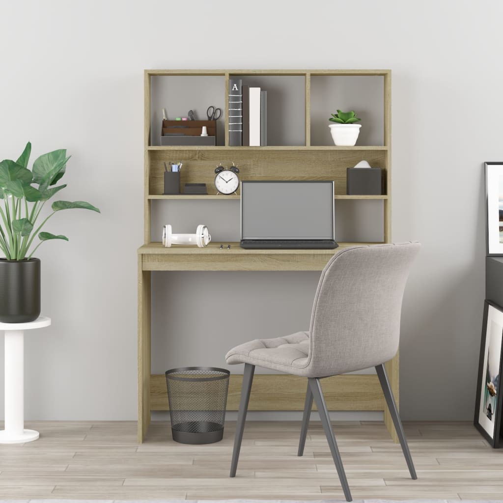 vidaXL Schreibtisch mit Regal Sonoma-Eiche 102x45x148 cm Holzwerkstoff