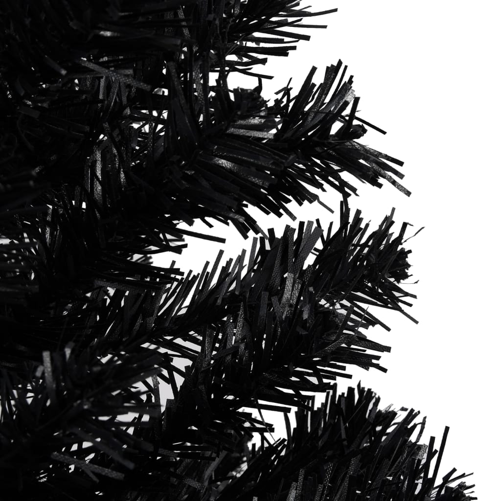 vidaXL Künstlicher Weihnachtsbaum mit LEDs & Kugeln Schwarz 240cm PVC