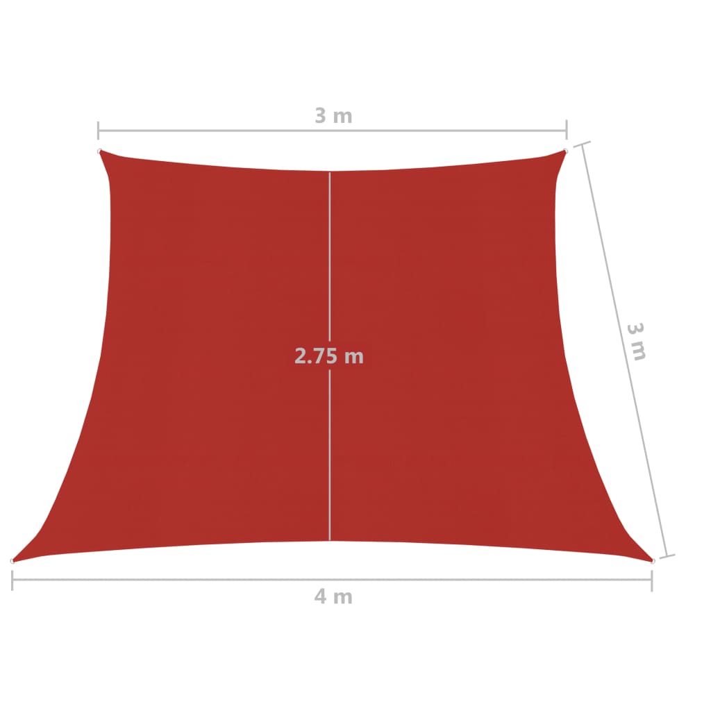 vidaXL Sonnensegel 160 g/m² Rot 3/4x3 m HDPE