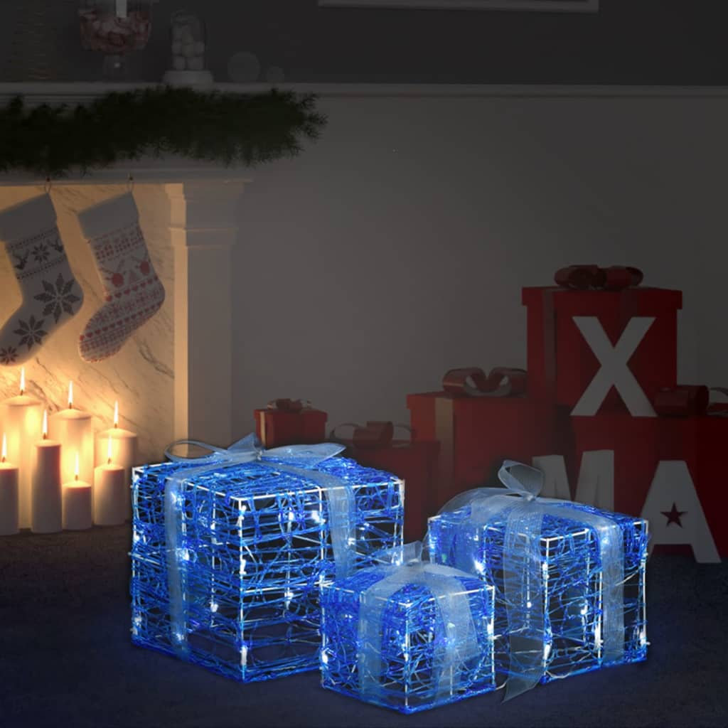 vidaXL LED-Geschenkboxen 3 Stk. Weihnachtsdekoration Kaltweiß
