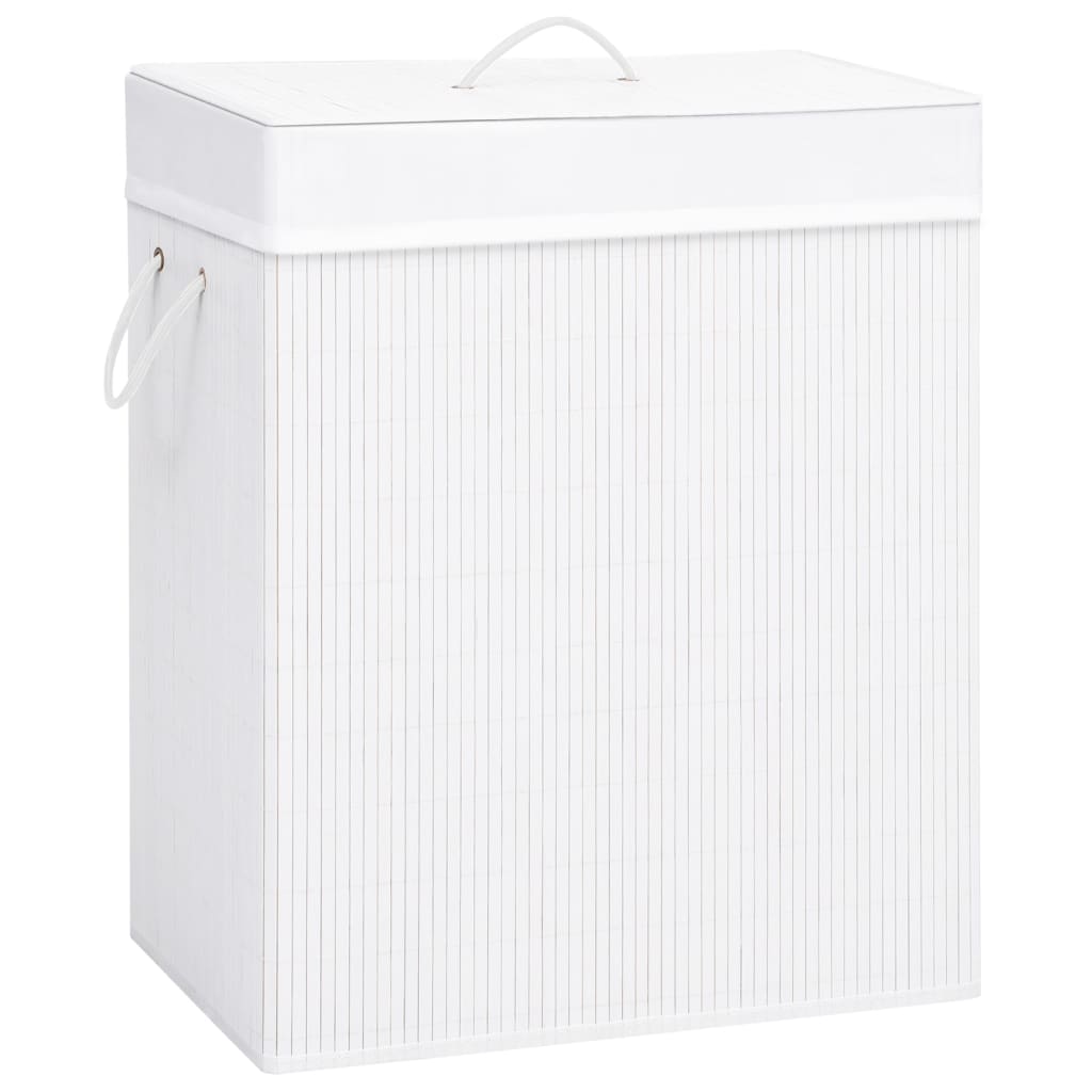 vidaXL Bambus-Wäschekorb mit 1 Fach Weiß 83 L