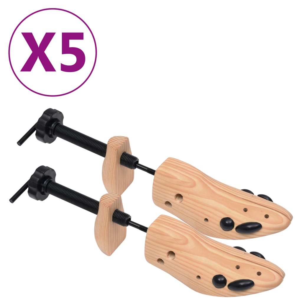 vidaXL Schuhspanner 5 Paar Größe 41-46 Kiefer Massivholz