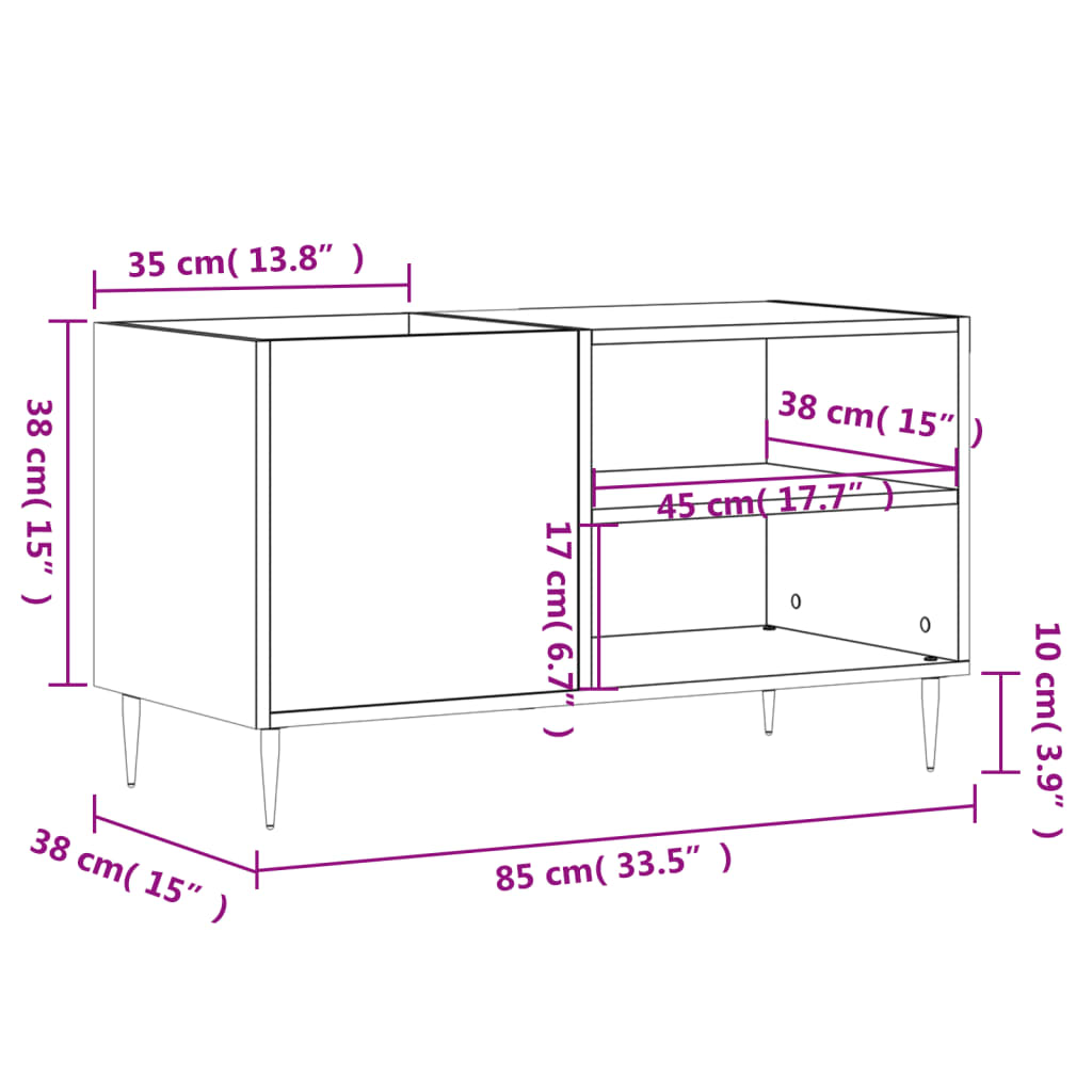 vidaXL Plattenschrank Sonoma-Eiche 85x38x48 cm Holzwerkstoff