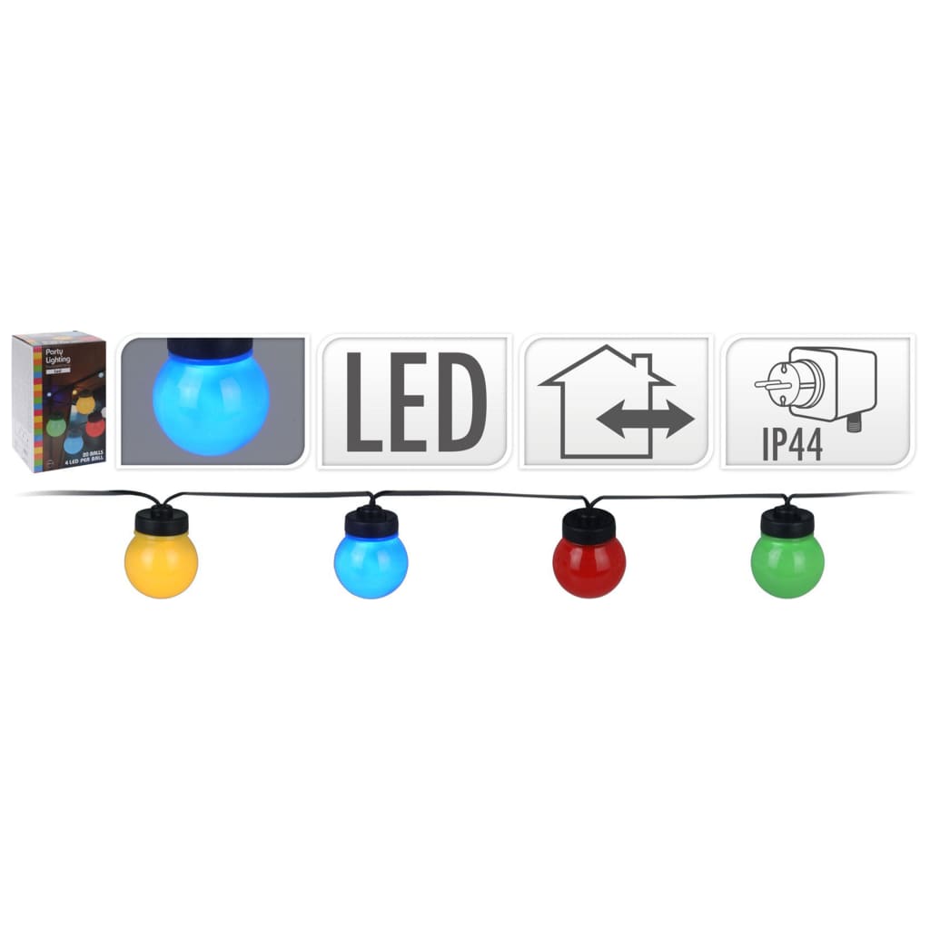 ProGarden LED-Party-Lichterkette 20 Lampen Mehrfarbig 12V