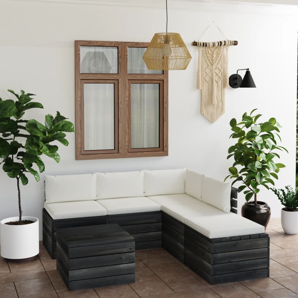 vidaXL 6-tlg. Garten-Sofagarnitur aus Paletten mit Kissen Kiefernholz