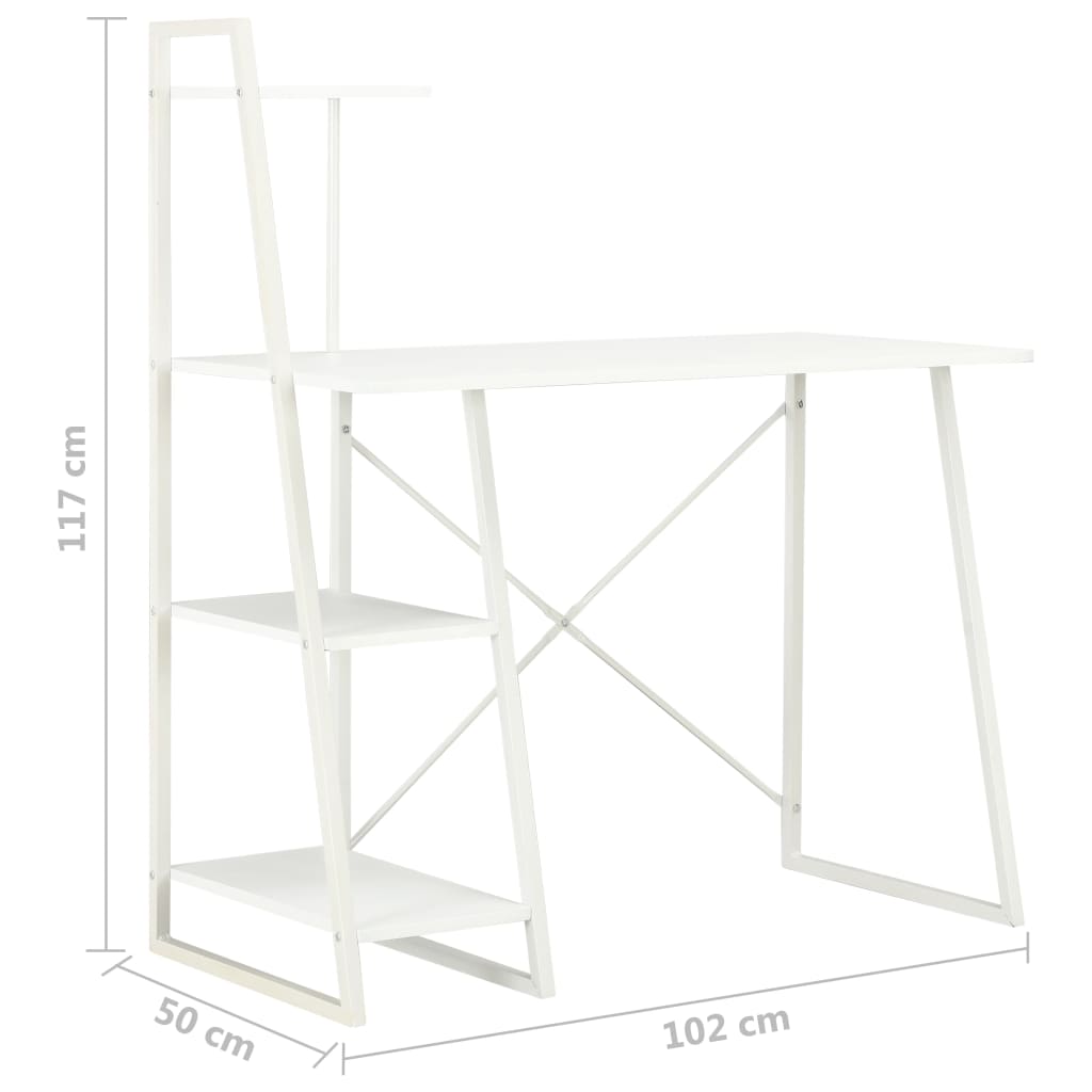 vidaXL Schreibtisch mit Regaleinheit Weiß 102×50×117 cm