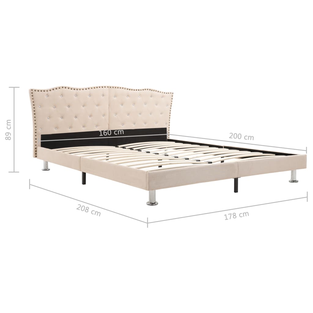 vidaXL Bett mit Matratze Beige Stoff 160 x 200 cm