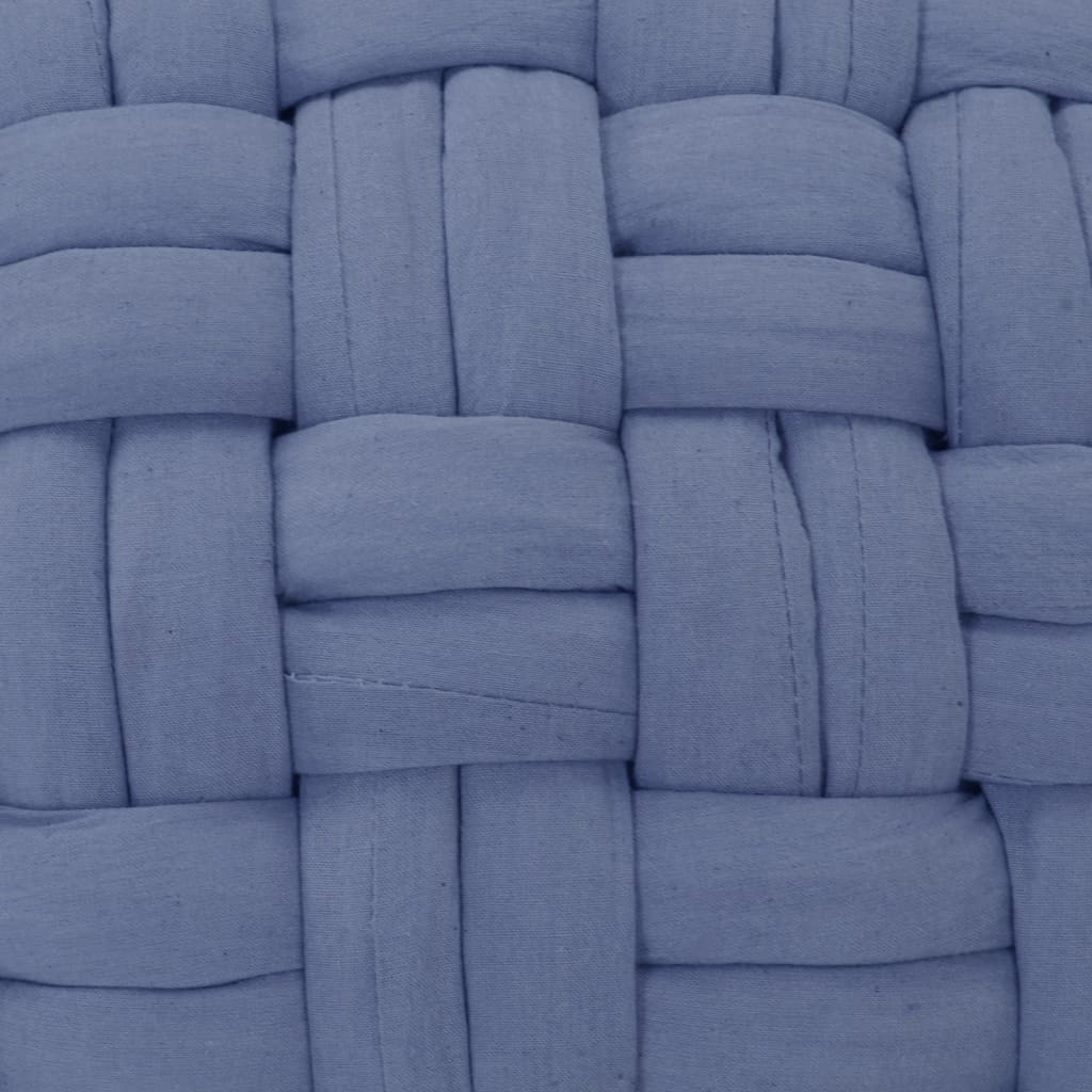 vidaXL Pouf Geflochtenes Design Blau 50 x 35 cm Baumwolle