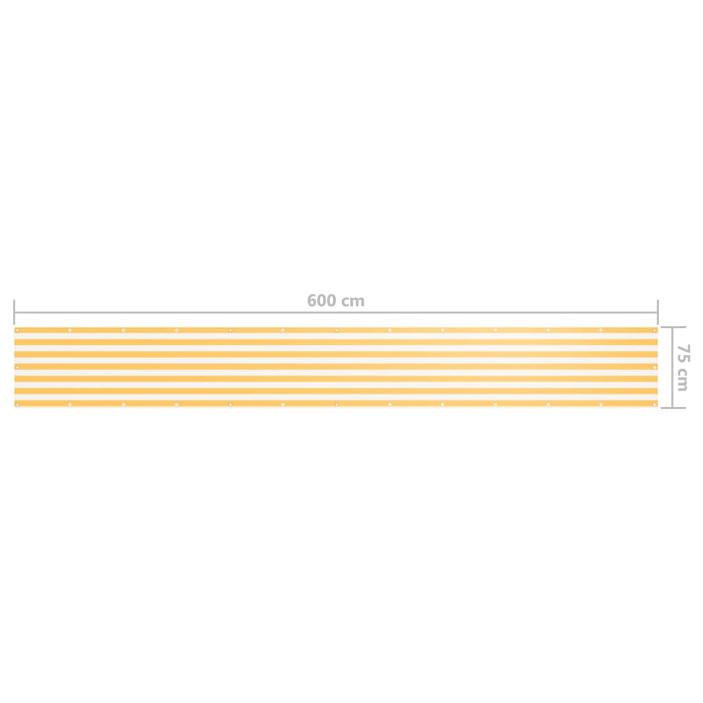 vidaXL Balkon-Sichtschutz Weiß und Gelb 75x600 cm Oxford-Gewebe