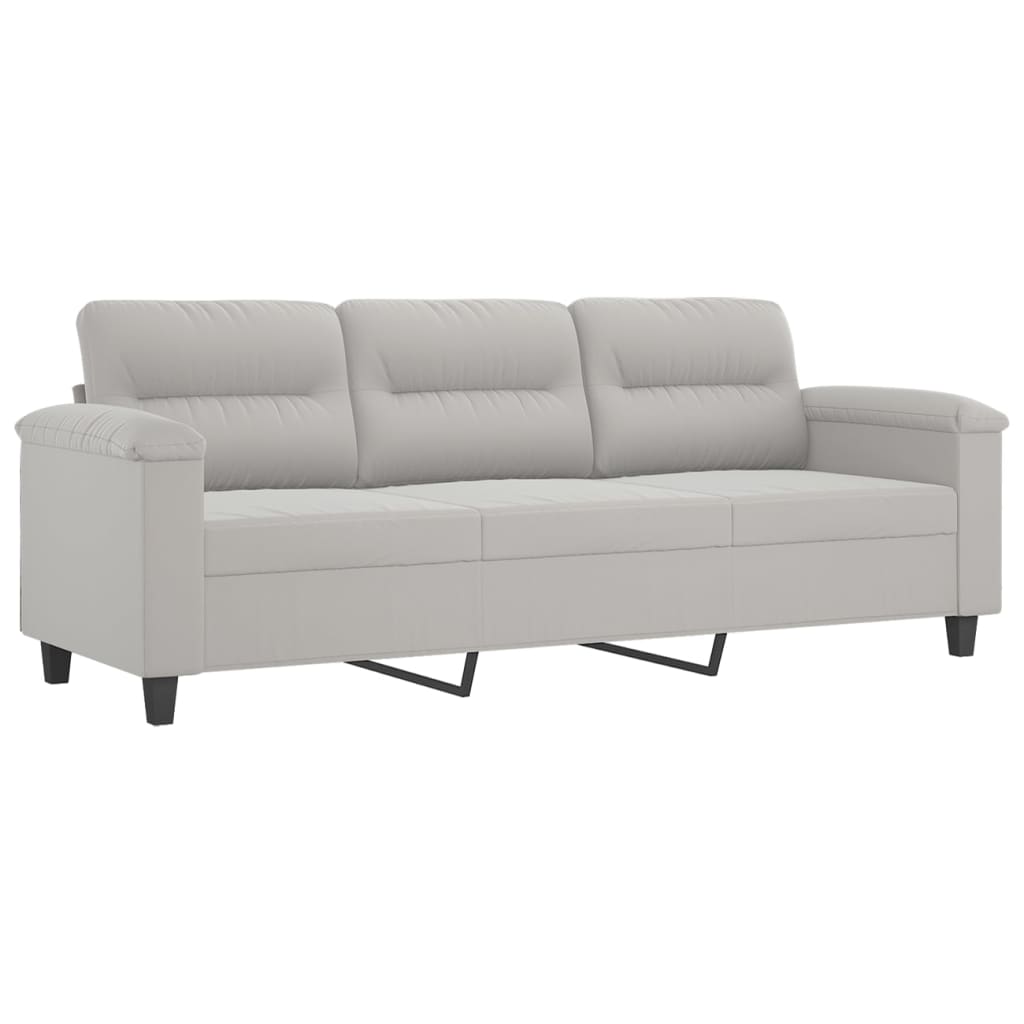 vidaXL 3-Sitzer-Sofa mit Hocker Hellgrau 180 cm Mikrofasergewebe