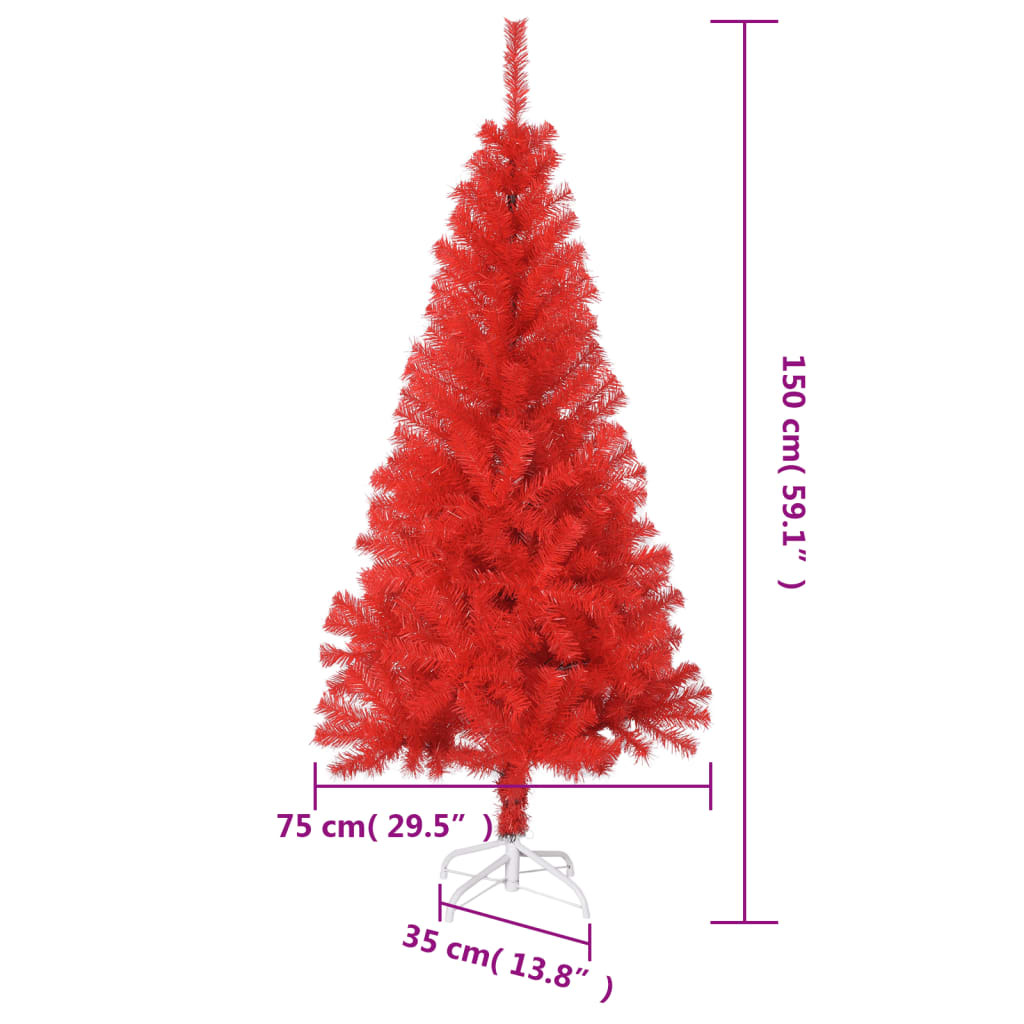 vidaXL Künstlicher Weihnachtsbaum mit Ständer Rot 150 cm PVC