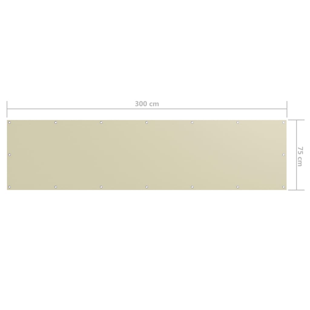 vidaXL Balkon-Sichtschutz Creme 75x300 cm Oxford-Gewebe