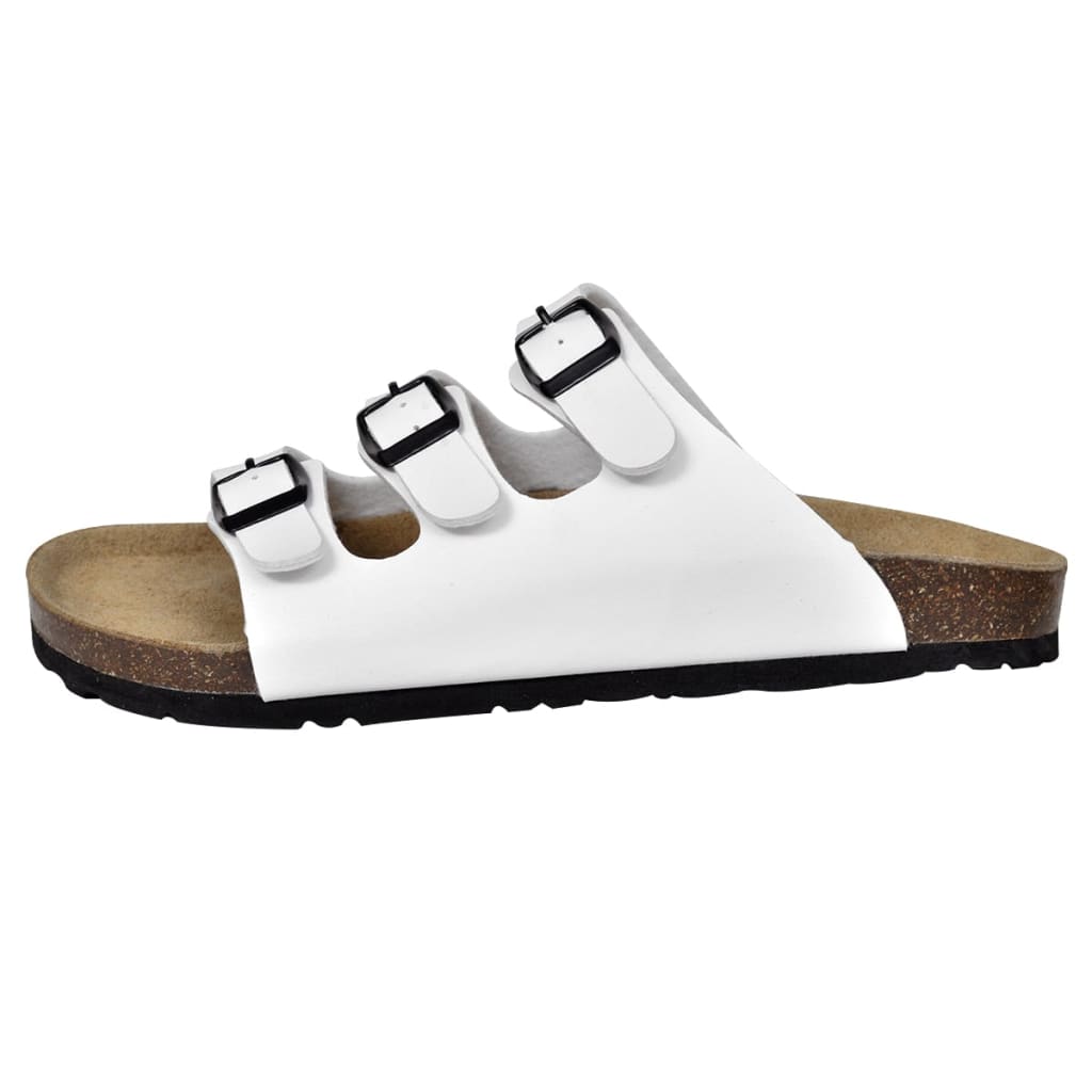 vidaXL Damen Biokork-Sandale mit 3 Schnallen Weiß Größe 41